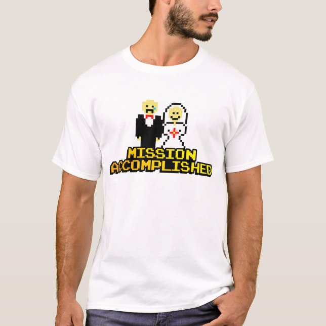 "Mission Accomplished" Marriage (8-bit) T-Shirt (Front)