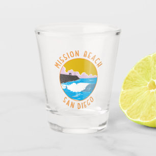 Mission Beach California Travel Art Vintage Shot Glass
