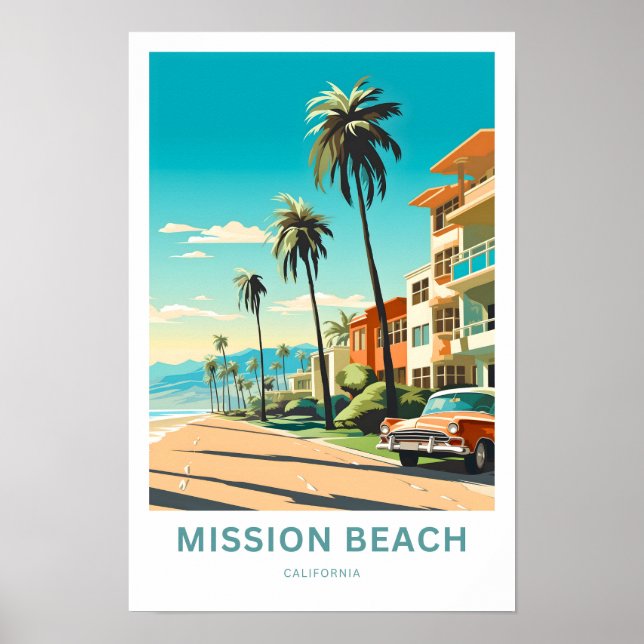 Mission Beach California Travel Print (Front)
