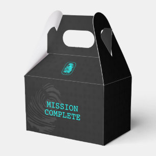 MISSION COMPLETE Teal and Black Spy Party Favour Box