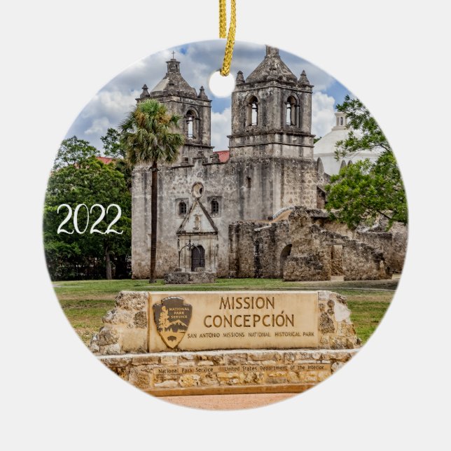 Mission Concepcion, San Antonio, Sacred, Ceramic Tree Decoration (Front)