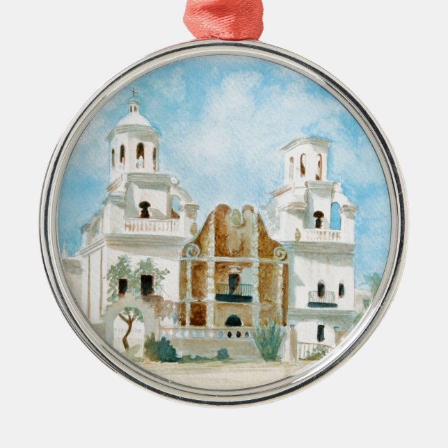 Mission San Xavier del Bac Metal Tree Decoration (Front)