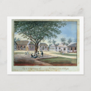 Missionary Buildings, St. Johns, Antigua (w/c and Postcard