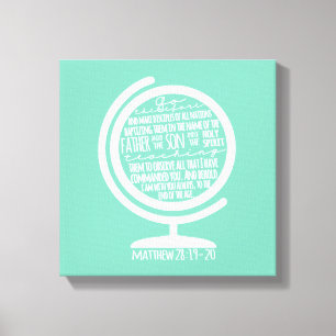 Missions Canvas: Great Commission on Globe Canvas Print