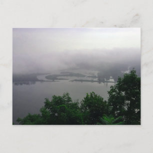 Missippi River foggy morning postcard, pumpkins Postcard