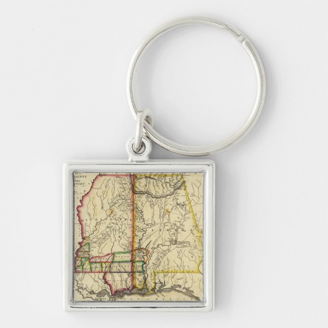 Mississippi and AlabamaPanoramic Map Key Ring (Front)
