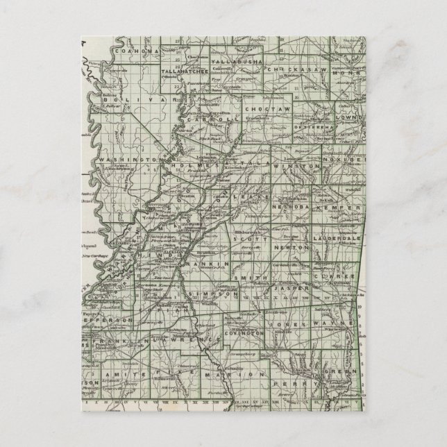 Mississippi Atlas Map Postcard (Front)