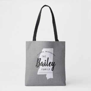 Mississippi Family Monogram State Tote Bag