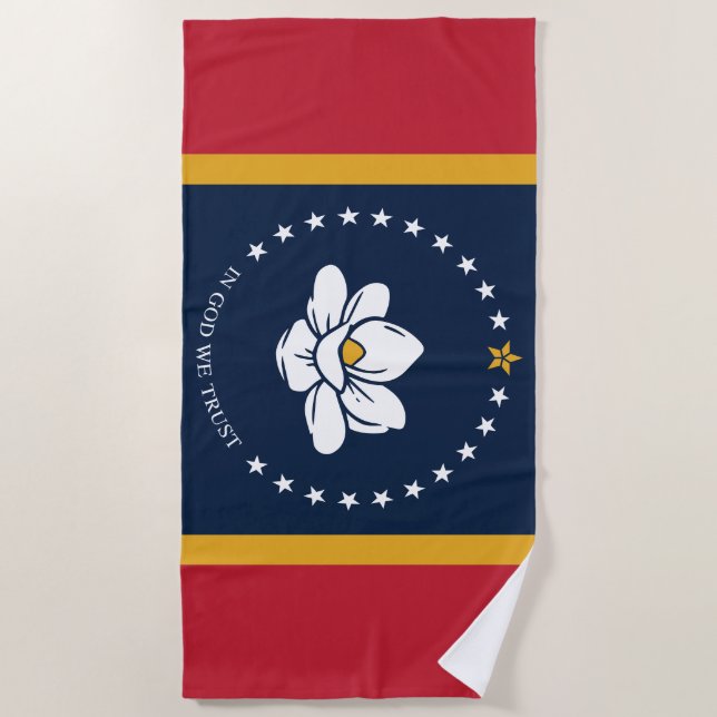 Mississippi Flag - New Magnolia Flag Beach Towel (Front)