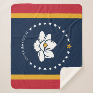 Mississippi Flag - New Magnolia Flag Sherpa Blanket