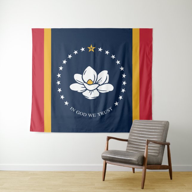 Mississippi Flag - New Magnolia Flag Tapestry (In Situ (Horizontal))