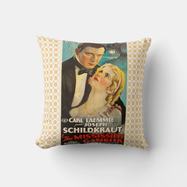 Mississippi Gambler Vintage Movie Poster Cushion (Front)