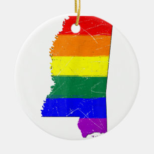 Mississippi Gay Pride Flag  Ceramic Tree Decoration