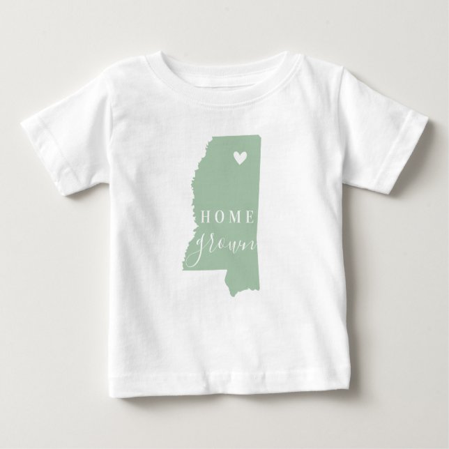 Mississippi Home Grown | Editable Colours State Ma Baby T-Shirt (Front)