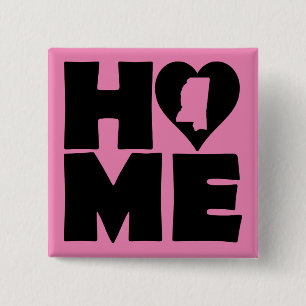 Mississippi Home Heart State Button Badge Pin