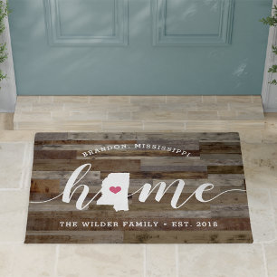 Mississippi Home State Personalised Wood Look Doormat