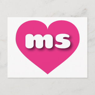 Mississippi hot pink heart - I love ms Postcard