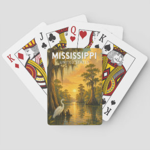 Mississippi Illustration Travel Art Vintage Playing Cards