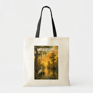 Mississippi Illustration Travel Art Vintage Tote Bag