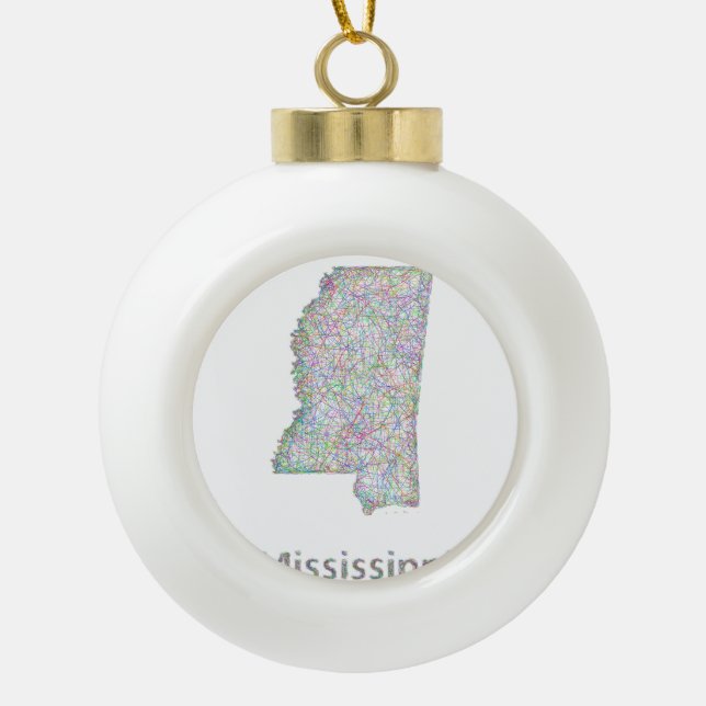 Mississippi map ceramic ball christmas ornament (Front)
