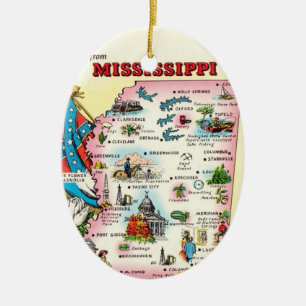 Mississippi Map Ceramic Tree Decoration
