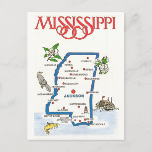 Mississippi Map Postcard
