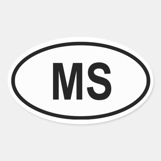 Mississippi "MS" Oval Sticker (Front)