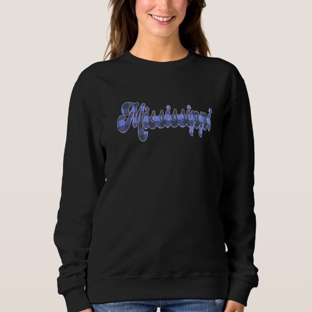 Mississippi MS Plaid Script Text Pride For Women M Sweatshirt (Front)