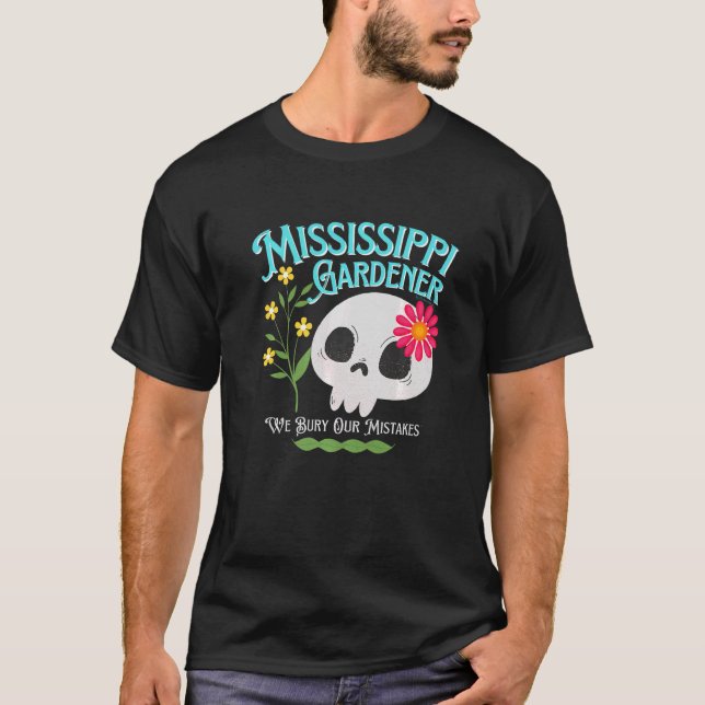Mississippi MS State Rebellious Gardener Cute Skul T-Shirt (Front)