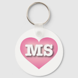 Mississippi Pink Fade Heart - I love MS Key Ring