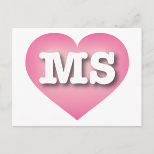 Mississippi Pink Fade Heart - I love MS Postcard