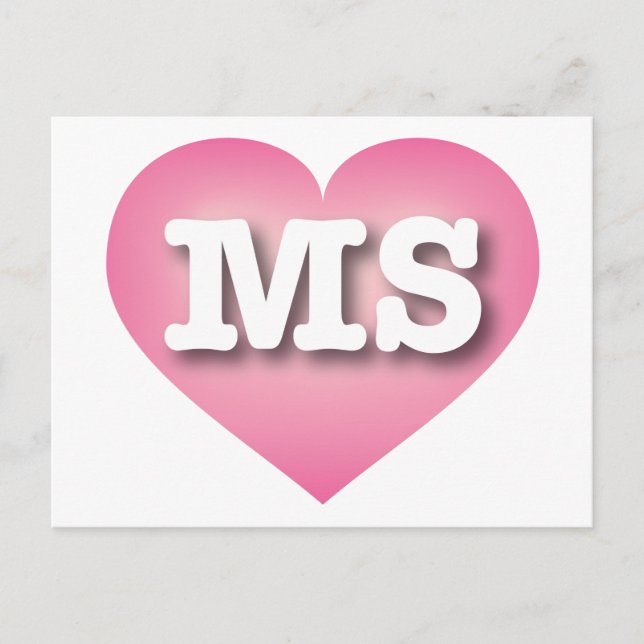 Mississippi Pink Fade Heart - I love MS Postcard (Front)