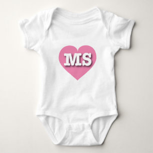 Mississippi Pink Heart - I love MS Baby Bodysuit