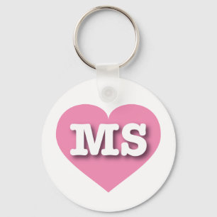 Mississippi Pink Heart - I love MS Key Ring