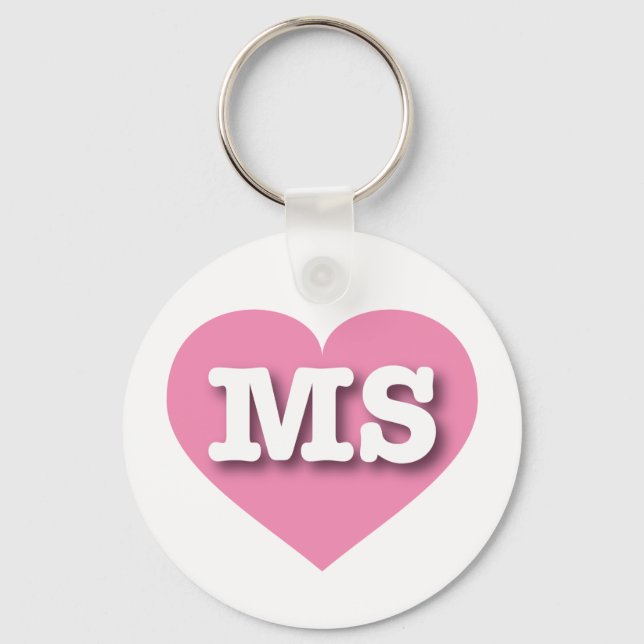 Mississippi Pink Heart - I love MS Key Ring (Front)