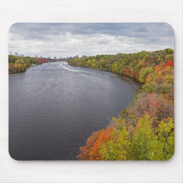 mississippi river and wooded banks in minneapolis mouse pad (Front)