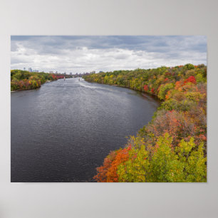 mississippi river and wooded banks in minneapolis poster