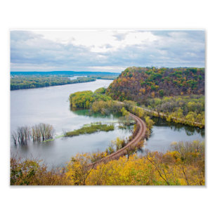 Mississippi River and Wooded Bluffs Photo Print
