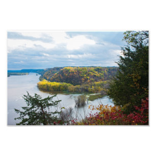 Mississippi River and Woodlands During Autumn Photo Print