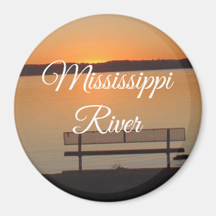 Mississippi River Bench Peaceful Sunset Magnet