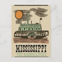 Mississippi river boat vintage travel poster