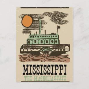 Mississippi river boat vintage travel poster postcard