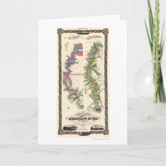 Mississippi River Map 1858 Card (Front)