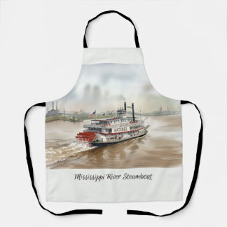 Mississippi River Steamboat Watercolor New Orleans Apron