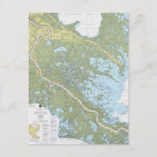 Mississippi River-Venice to New Orleans Chart Post Postcard