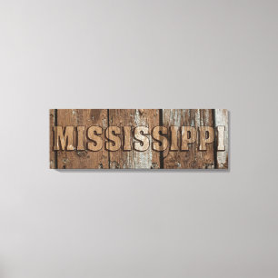 Mississippi rustic wood wall canvas sign