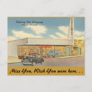 Mississippi, Safeway Cab Co., Vicksburg Postcard