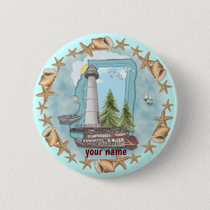 Mississippi Shells Lighthouse 6 Cm Round Badge