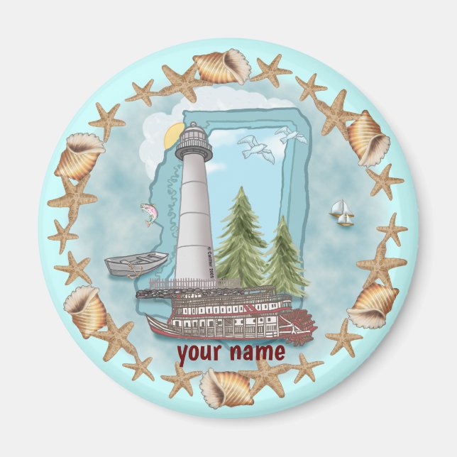 Mississippi Shells Lighthouse magnet  (Front)