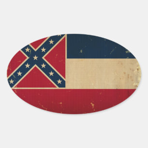 Mississippi State Flag VINTATE.png Oval Sticker